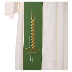 Clerical Stole in polyester, cross and ear of wheat embroidery