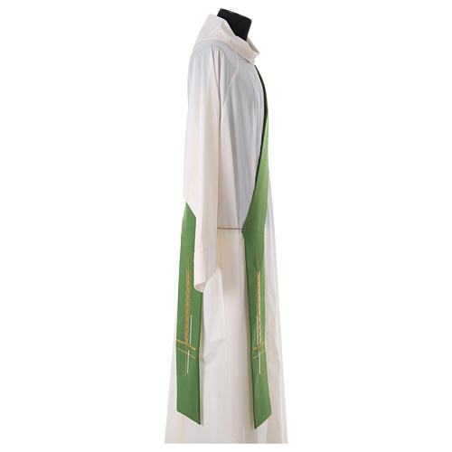 Clerical Stole in polyester, cross and ear of wheat embroidery 3