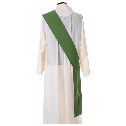 Clerical Stole in polyester, cross and ear of wheat embroidery 4