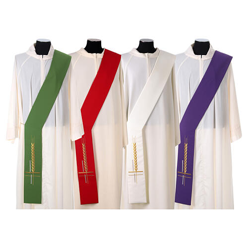 Clerical Stole in polyester, cross and ear of wheat embroidery 1