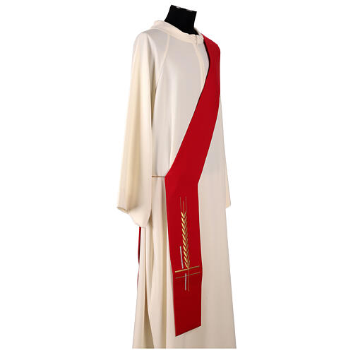 Clerical Stole in polyester, cross and ear of wheat embroidery 3