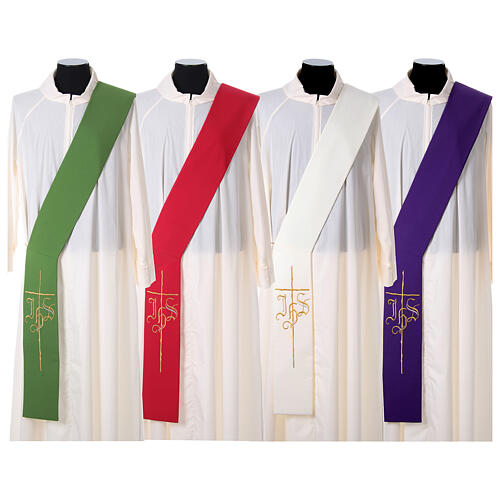 Diaconal stole in polyester with IHS and cross symbols 1