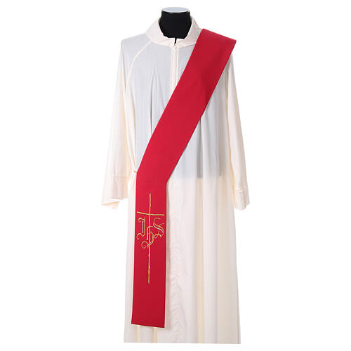Diaconal stole in polyester with IHS and cross symbols 4