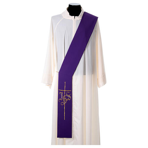 Diaconal stole in polyester with IHS and cross symbols 6