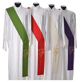 Stole: Stola da diacono 100% poliestere IHS croce Stole: Stola da diacono 100% poliestere IHS croce