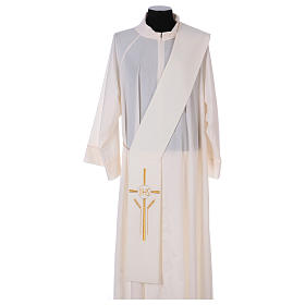 Estolas: Estola diácono 100% poliéster cruz trigo IHS Estolas: Estola diácono 100% poliéster cruz trigo IHS