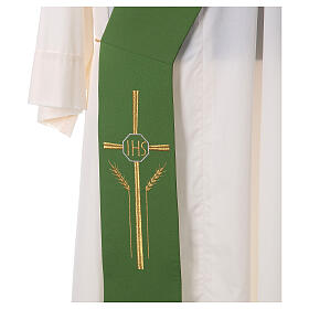 Deacon Stole in polyester with cross, ear of wheat and IHS sym
