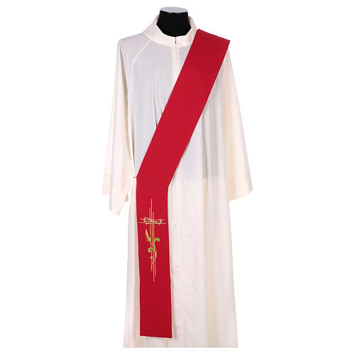 Embroidered Deacon Stole in polyester with cross and ear of wheat symbols 5