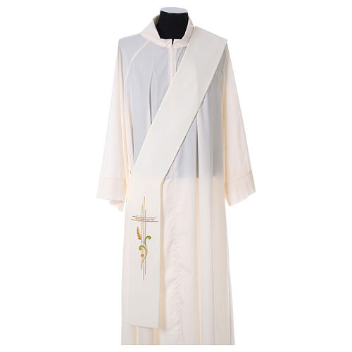 Embroidered Deacon Stole in polyester with cross and ear of wheat symbols 6