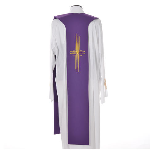 Liturgical Tristole in polyester with cross, lamp and ear of wheat symbols 4