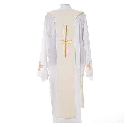 Liturgical Tristole in polyester with cross, lamp and ear of wheat symbols 6