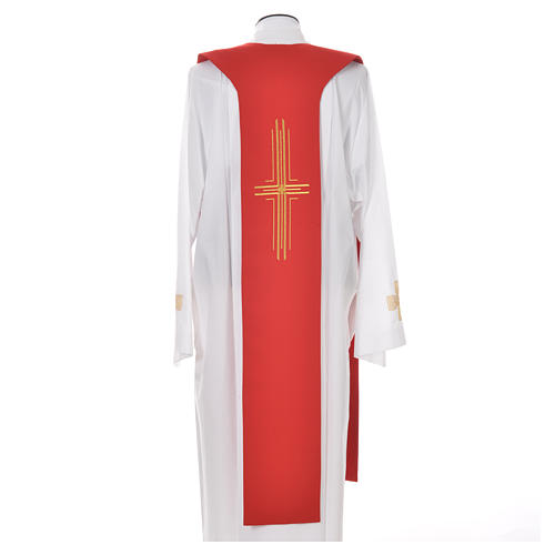 Liturgical Tristole in polyester with cross, lamp and ear of wheat symbols 8