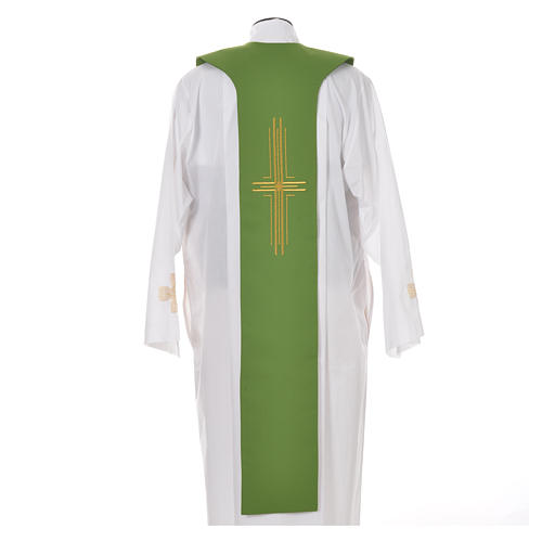 Liturgical Tristole in polyester with cross, lamp and ear of wheat symbols 10