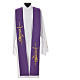 Liturgical Tristole in polyester with cross, lamp and ear of wheat symbols s3