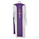 Liturgical Tristole in polyester with cross, lamp and ear of wheat symbols s4