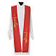 Liturgical Tristole in polyester with cross, lamp and ear of wheat symbols s7