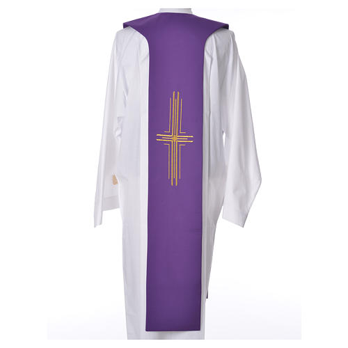 Tristole in polyester with chalice, host, grapes and Chi-rho sym 8