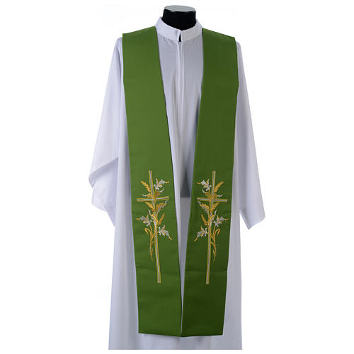 Tristole in polyester with cross and ears of wheat symbols 1