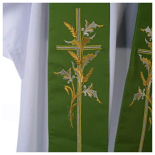 Tristole in polyester with cross and ears of wheat symbols 2