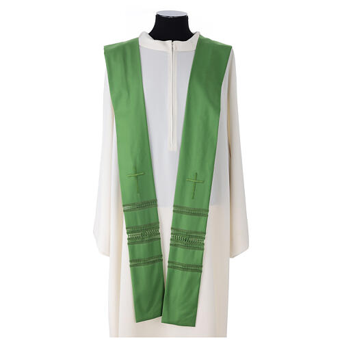 Clergy Stole in pure wool with cross and gigliuccio hemstitch Gamma 1