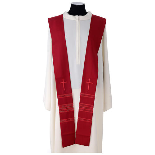Clergy Stole in pure wool with cross and gigliuccio hemstitch Gamma 2