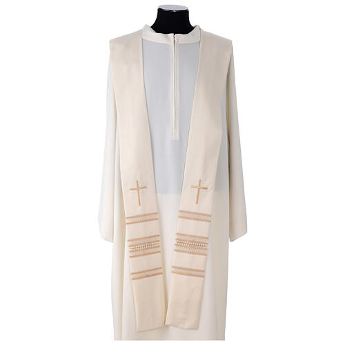 Clergy Stole in pure wool with cross and gigliuccio hemstitch Gamma 3