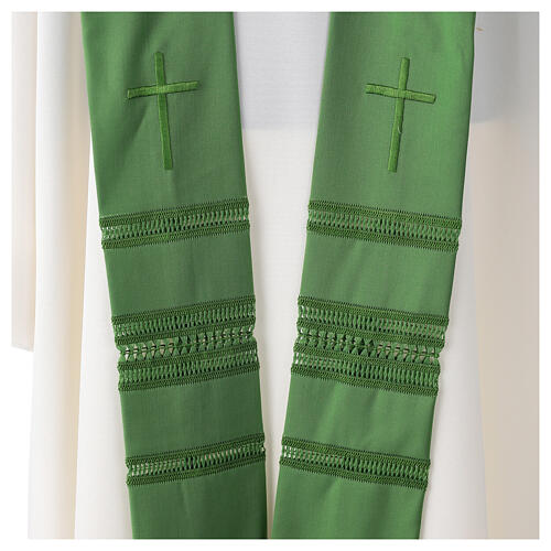 Clergy Stole in pure wool with cross and gigliuccio hemstitch Gamma 4