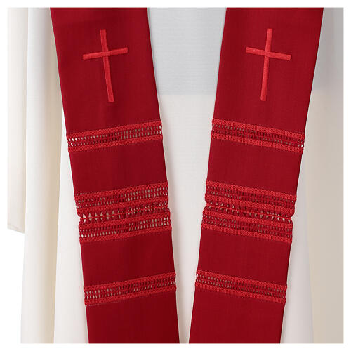 Clergy Stole in pure wool with cross and gigliuccio hemstitch Gamma 5