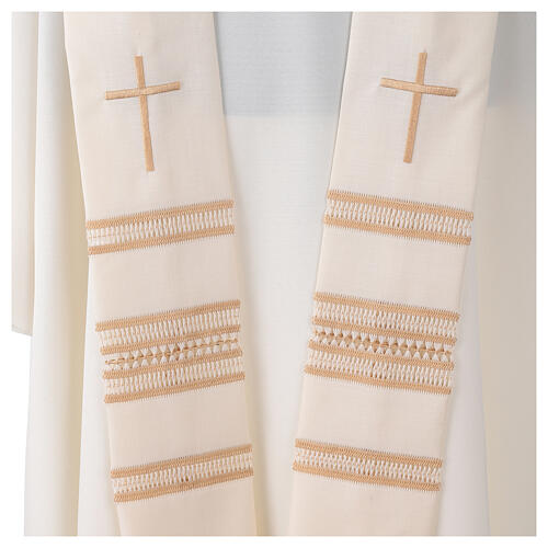 Clergy Stole in pure wool with cross and gigliuccio hemstitch Gamma 6