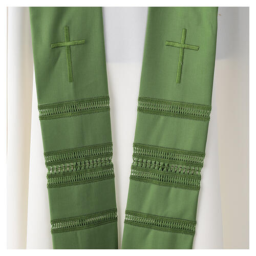 Clergy Stole in pure wool with cross and gigliuccio hemstitch Gamma 2