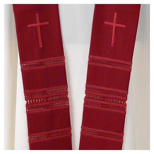 Clergy Stole in pure wool with cross and gigliuccio hemstitch Gamma 3