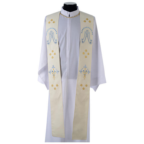 Marian Clergy Stole in polyester with lilies Gamma 1