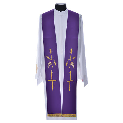 Priest Stole in polyester with cross embroidery Gamma 4