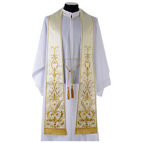 Priesterstolen: Stola aus Satin mit Blumen Stickerei