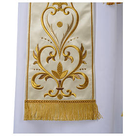 Priesterstolen: Stola aus Satin mit Blumen Stickerei