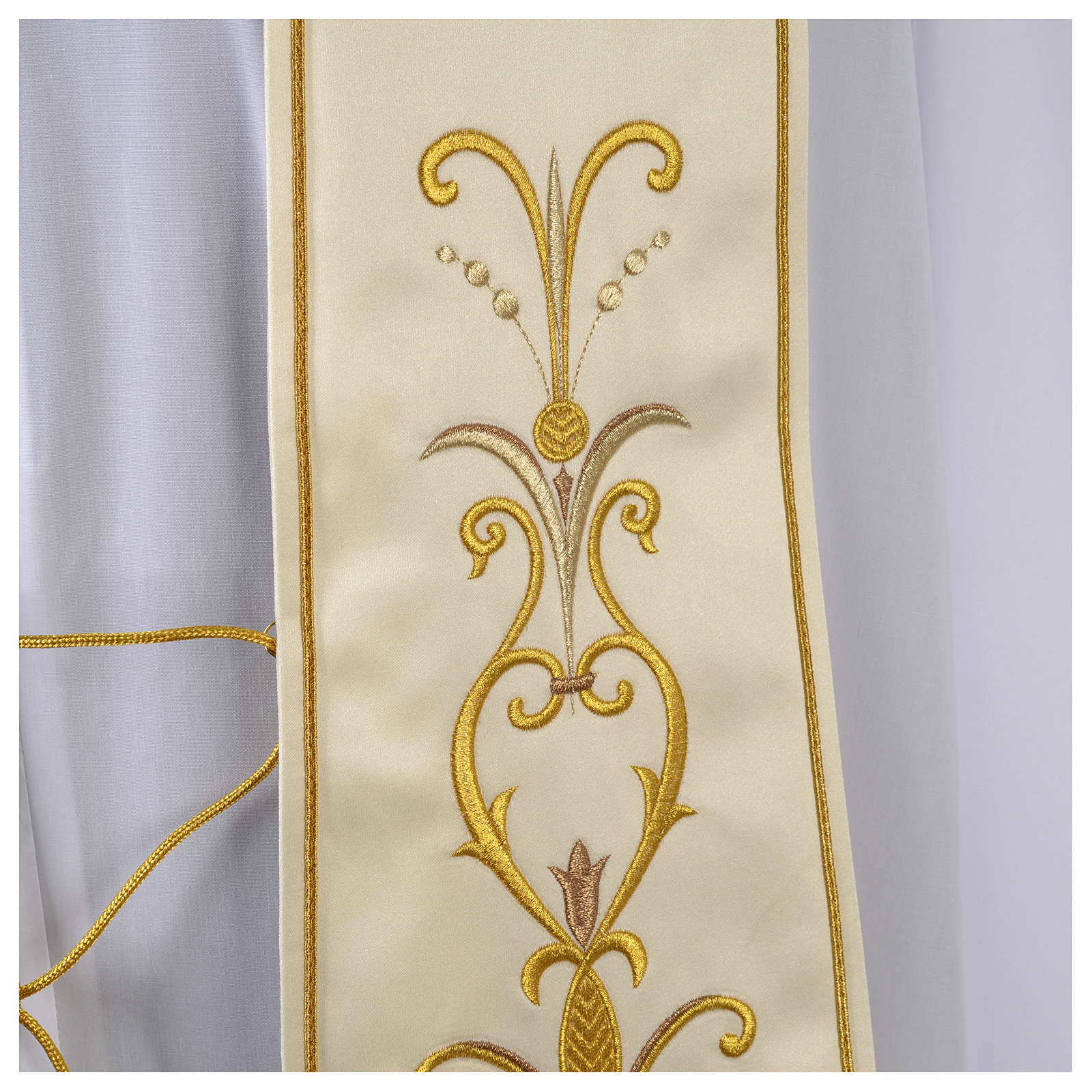 Stole in satin with floral embroidery online sales on HOLYART.co.uk
