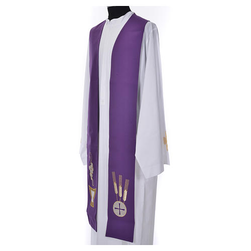 Clergy Stole, 80% polyester 20% wool with chalice grapes decoration 4
