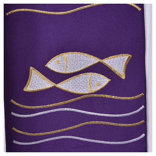 Stole, 80% polyester 20% wool with fish and cross decoration 4