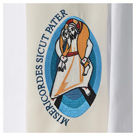 STOCK Stola Giubileo Papa Francesco scritta LATINO pol. ricamo macchina s3