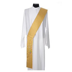 Goldene Diakonstola aus Polyester mit Chi-Rho und Trauben