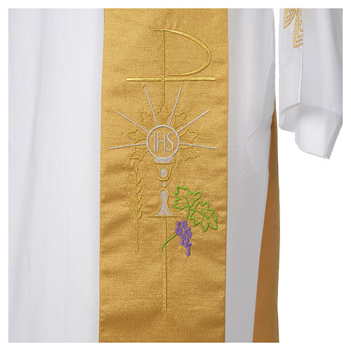 Gold Diaconal stole with chalice, host and grapes 4