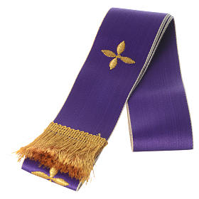 Small clergy Stole in White and Purple, Embroidered