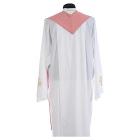 Pink Clergy Stole in polyester, wheat ear, stylized cross