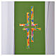 Reversible diacon stole, green & purple, multicoloured cross s4