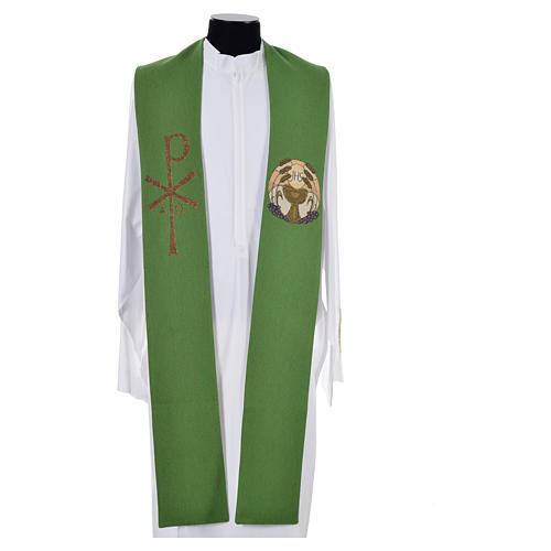 Stole with chalice host IHS and spikes, polyester cotton & lurex 1