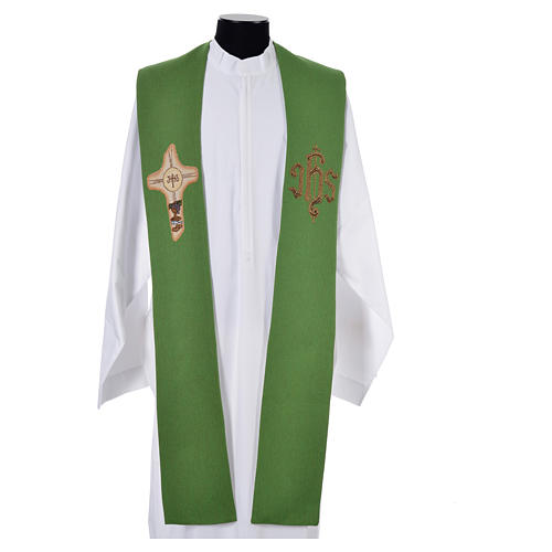 Étole liturgique croix IHS polyester coton lurex 6