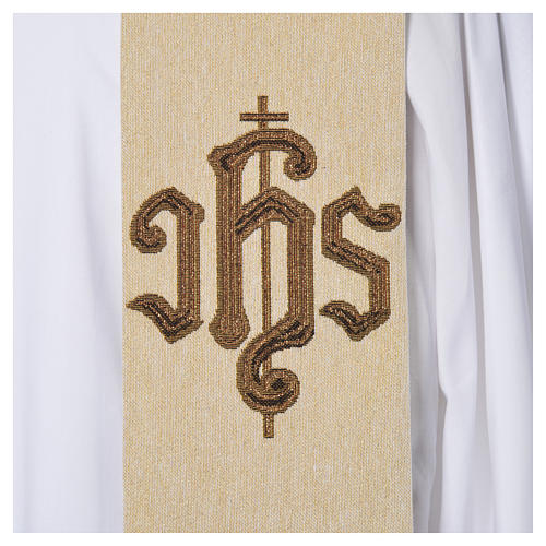 Étole liturgique croix IHS polyester coton lurex 9