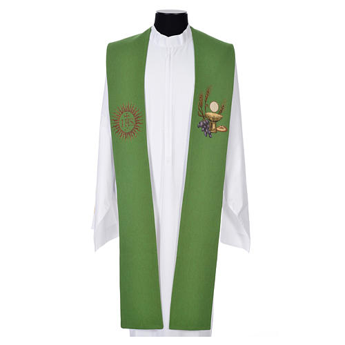 Stole with chalice, host and bread in polyester, cotton and lurex 6