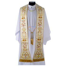 Priest stoles and Deacon stoles: Stole in satin, machine embroidered with fringes and tassels
