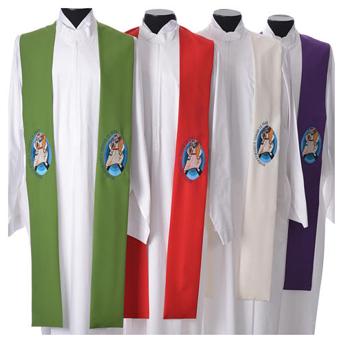 STOCK Pope Francis' Jubilee Big Stole with FRENCH machine embroided logo 1